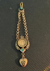Antique Lavalier Pendant Victorian Gold & Silver Garnet Pearl Turquoise
