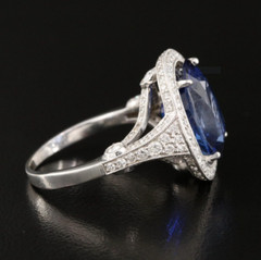 4.0Ct Lab-Created Sapphire Halo Engagement 925 Silver Ring 14K White Gold Finish