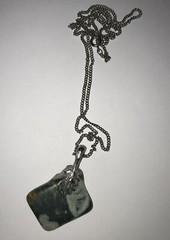 Vtg Stone Pendant with Silvertone Chain