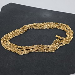 Vintage Monet Goldtone Diamond Cut Twisted Cable Link Necklace 54″ Classic EUC