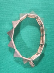 Vintage Statement Bracelet Lot of 2 Word Charm Bracelet & Tasha Pyramid Stud