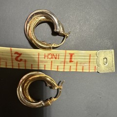 14K Yellow & White Gold Double Twisted Hoop Pierced Earrings Carla Scrap 2 g