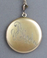 Antique 1915 Fancy Etched Floral Large 1 5/8″ Heavy 23g Locket Pendant Necklace