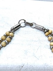 Vintage Indian Tribal Bib Necklace Beaded Statement Collar Boho Ethnic Cream