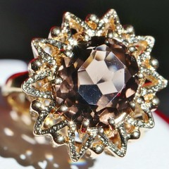14k yellow gold ring 4.00ct smoky quartz solitaire size 6.5 handmade 7.3gr N2872