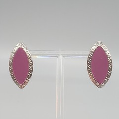 Purple Enamel Earrings Silver Tone Pierced Ear Post Back Lightweight