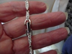 WEDDING SILVER TONE FAUX DIAMONDS RHINESTONE LINKS 3/8″W 7″L BRACELET #23/5A