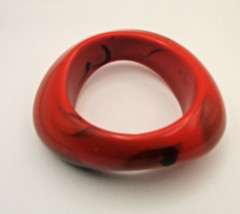Vtg 1980s Heavy Flamy Swirled Flame Red and Black Lucite Plastic Bangle Y2K Era