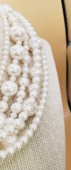 16″ Six Strand Faux Pearl White Beaded Necklace W/Silver tone Clasp bl03