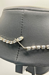 Vintage Unsigned Double Row Clear Rhinestone Floral Necklace Silver Tone 15.5”