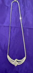 Vintage CU Rhodium Plated Statement Necklace with 1/2 CT Lab Created Diamonds