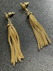 Vintage 2” Gold Tone Chain Tassel Dangle Earrings