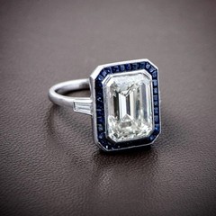4.10 Ct Diamond & Sapphire Art Deco Vintage Engagement Ring 925 Sterling Silver