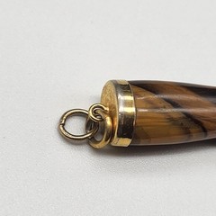 Vintage Hand Carved Tiger’s Eye Mano Figa Hand Pendant Good Luck Evil Eye Charm
