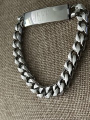 VTG Speidel ID Bracelet RHODIUM Plated Large Curb Cuban Link Inscription JEFF