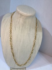 Lovely 28″ Gold Tone Metal Twisted Infinity Chain & Faux Pearl Necklace!