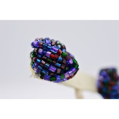 Vintage Beaded Earrings Knot Purple Navy Metallic Multi-Color Post 1980s BinAF