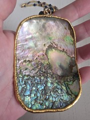 Rare Beautiful Huge Pendant ABOLONE Necklace 24″