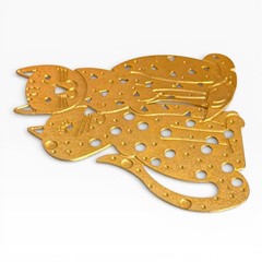 Vintage Mid Century Modern Cat Couple Brooch Snuggling Abstract Cutout Pin