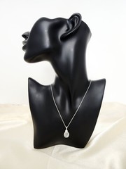 Vintage Silver Tone Crystal Tear Drop Pendant Necklace With Rhinestones Signed N