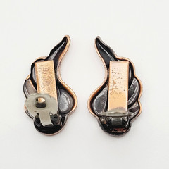 Modernist Copper Wings Climber Style Clip On Earrings Artisan Style Unsigned
