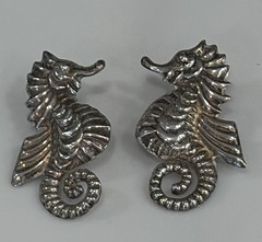 Vintage Sterling Silver Seahorse Earrings Flaw See Pics Not Visible From Front