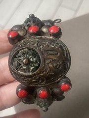 Vintage Antique Moroccan Enamel Berber Cuff Bracelet Ethnic Tribal Bangle