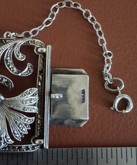 Vintage Italy 925 Sterling Silver Marcasite Wide Panel Bracelet Heavy 63g Ornate