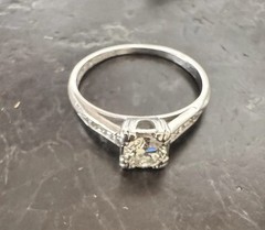 Antique 1920s Old Mine Cut Natural Diamond Platinum Wedding Ring