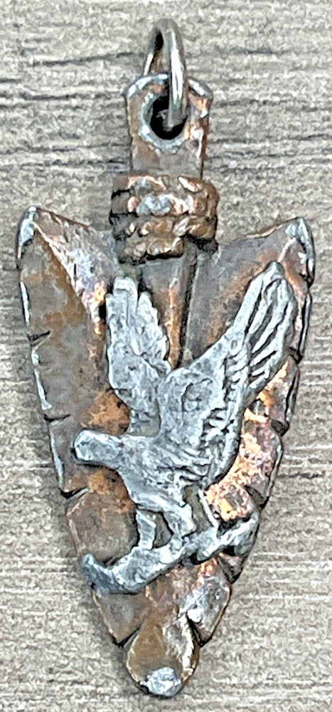 Vintage Copper Plated Pewter American Eagle USA Arrowhead Pendant Charm Two Tone