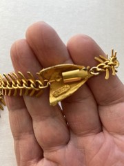 Vtg MDM Maison De Mode Fish Bone FishHead Necklace Gold Tone 16” Mermaidcore