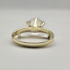 Vtg AJC Sparkle Stmt Ring Brooch Gold Tone Glam Engagement Bachelorette Bling