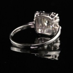 14K Gold Over 2CT Round Lab Created Diamond Ring Vintage Art Deco Halo Baguette