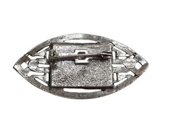 Vintage Marcasite Brooch With Black Stone Inlay Oval Shape Jewelry Piece
