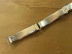 Vintage Italian Micro Mosaic 5 Panel Link Bracelet Goldtone Floral Rose