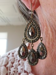 Vintage AVON “Embellished Hematite Colored Chandelier Earrings” 2008 Pierced