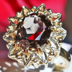 14k yellow gold ring 4.00ct smoky quartz solitaire size 6.5 handmade 7.3gr N2872