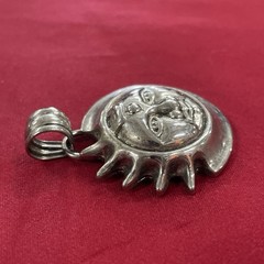 Vintage Silver Toned Celestial Sun Face & Moon Charm Pendant