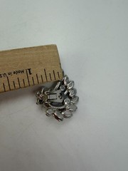 Vintage Earrings Clip On Blue Flower Rhinestone Climber PJ