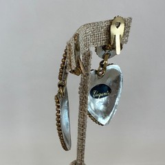 Vintage Heart Earrings Mixed Metal Gold Silver Tone Clip On Statement Elegante