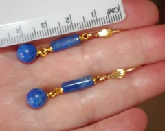 LAPIS LAZULI 45 MM DROP ELONGATED LEVER BACK EARRINGS