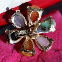 14k yellow gold earrings 2.50ct multi gemstone flower stud antique 3.10gr N3308