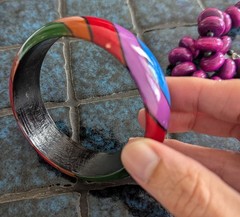 Vintage 80s Matching Necklace And Bangle Bracelet Painted Wood Set