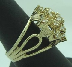 BEAUTIFUL VINTAGE ESTATE WHITE STONE STERLING SILVER VERMEIL SNOWFLAKE RING, 8