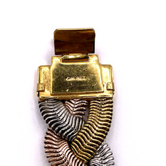 VTG MONET Omega Braided Tri-Color Chain Bracelet 7.5″ Gold Silver & Rose Tone