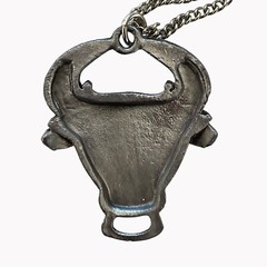 Vintage 1970s Buffalo head Pendant Neck Chain Necklace 18”