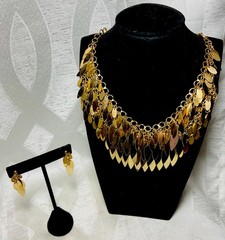 Vintage VCLM Victorian Collection Lee Mode Gold Tone Fringe Necklace Earring Set