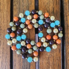 Vintage Multicolor Beaded Necklace Approx 12″ Vibrant Colors Boho Hippie Chic