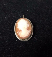 Antique Victorian 800 Silver Cameo 23mm x 18mm Brooch/Pendant