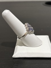 Sterling Silver 925 Blue Violet Tanzanite Style Cluster Diamond Ring Size 8 TGGC